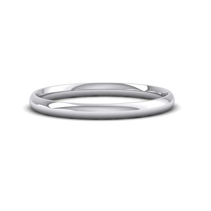 9ct White Gold 2mm Court Shape (Comfort Fit) Classic Weight Wedding Ring Down View