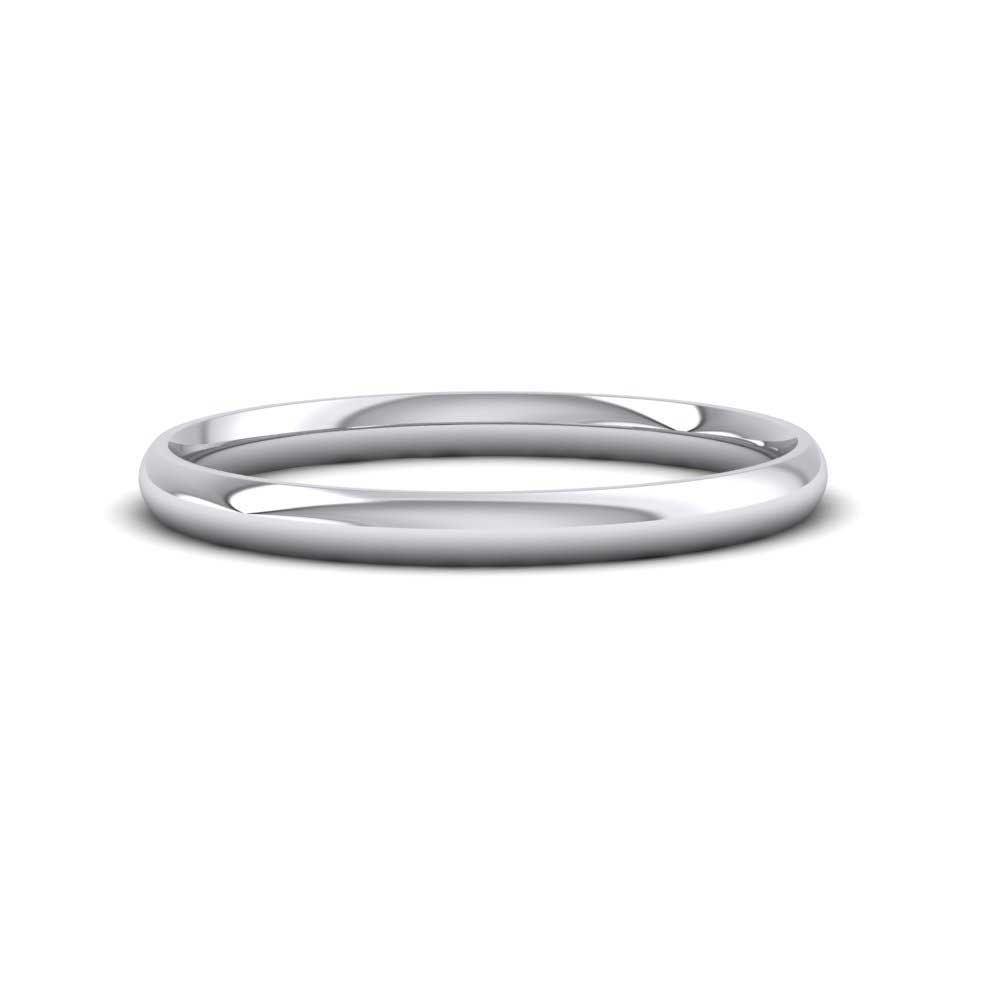 14ct White Gold 2mm Court Shape (Comfort Fit) Classic Weight Wedding Ring Down View