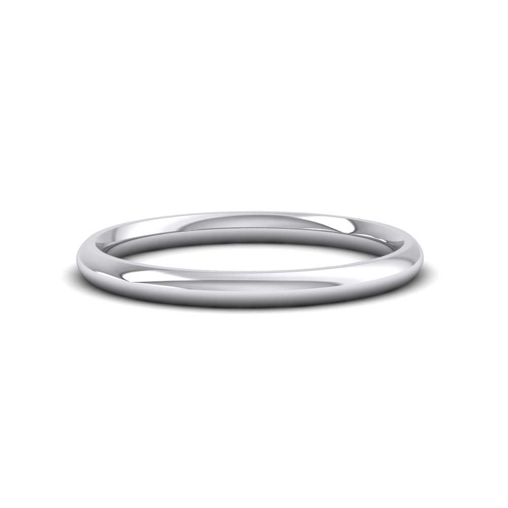 9ct White Gold 2mm Court Shape (Comfort Fit) Extra Heavy Weight Wedding Ring Down View