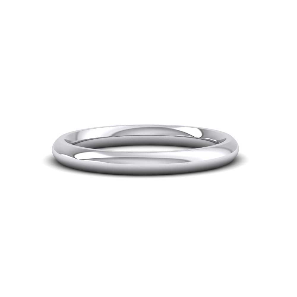 9ct White Gold 2.5mm Court Shape (Comfort Fit) Super Heavy Weight Wedding Ring Down View