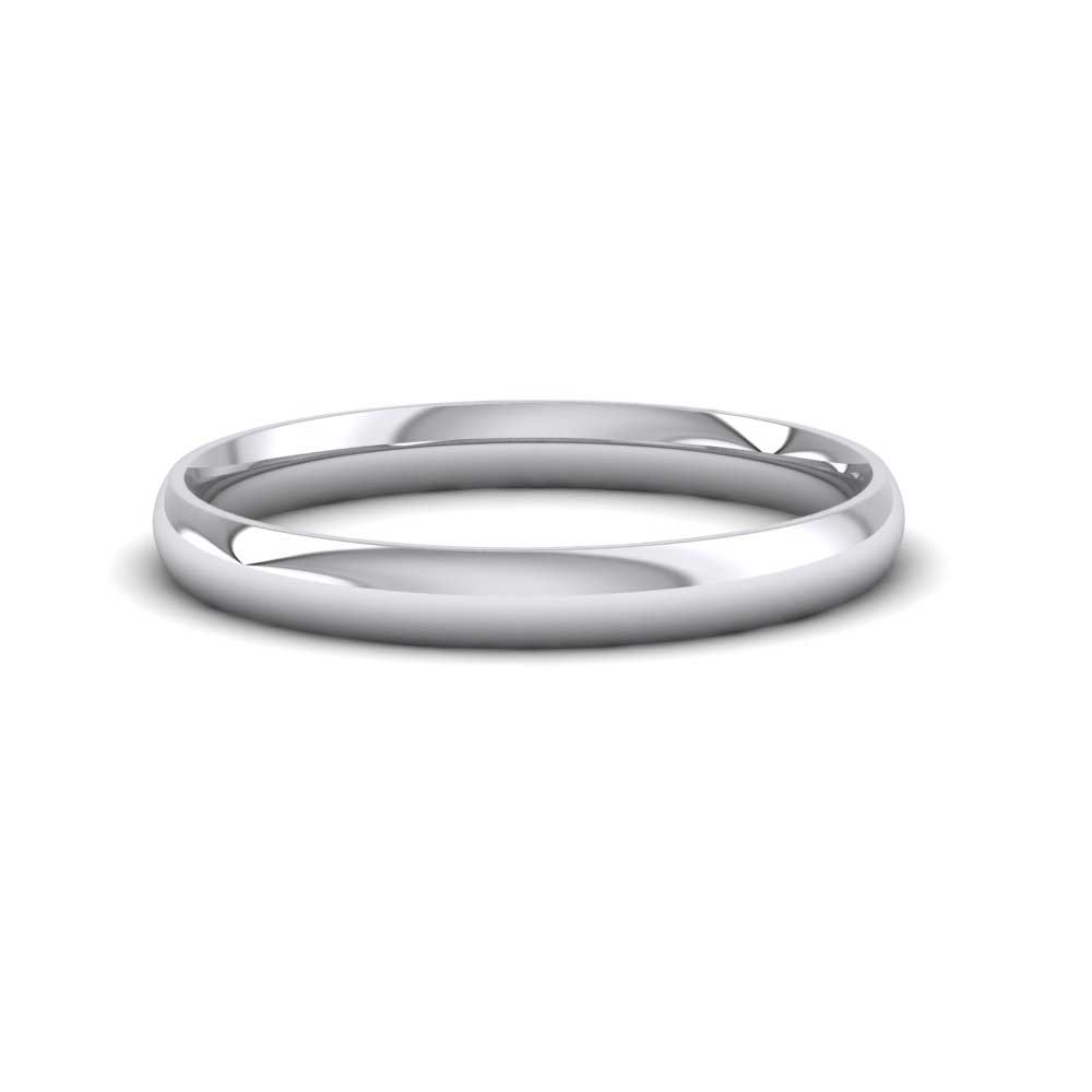 9ct White Gold 2.5mm Court Shape (Comfort Fit) Classic Weight Wedding Ring Down View