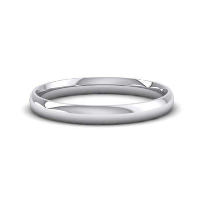 9ct White Gold 2.5mm Court Shape (Comfort Fit) Classic Weight Wedding Ring Down View