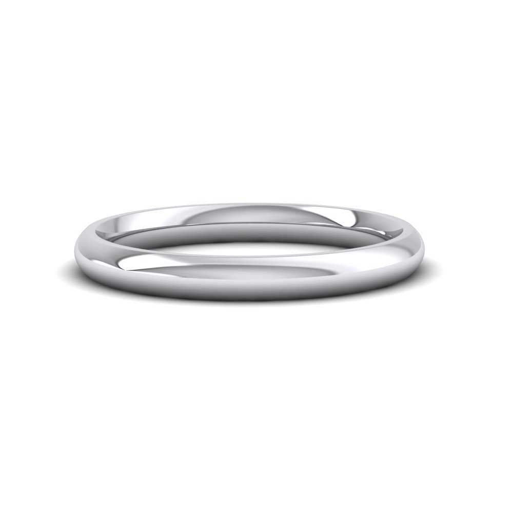 9ct White Gold 2.5mm Court Shape (Comfort Fit) Extra Heavy Weight Wedding Ring Down View