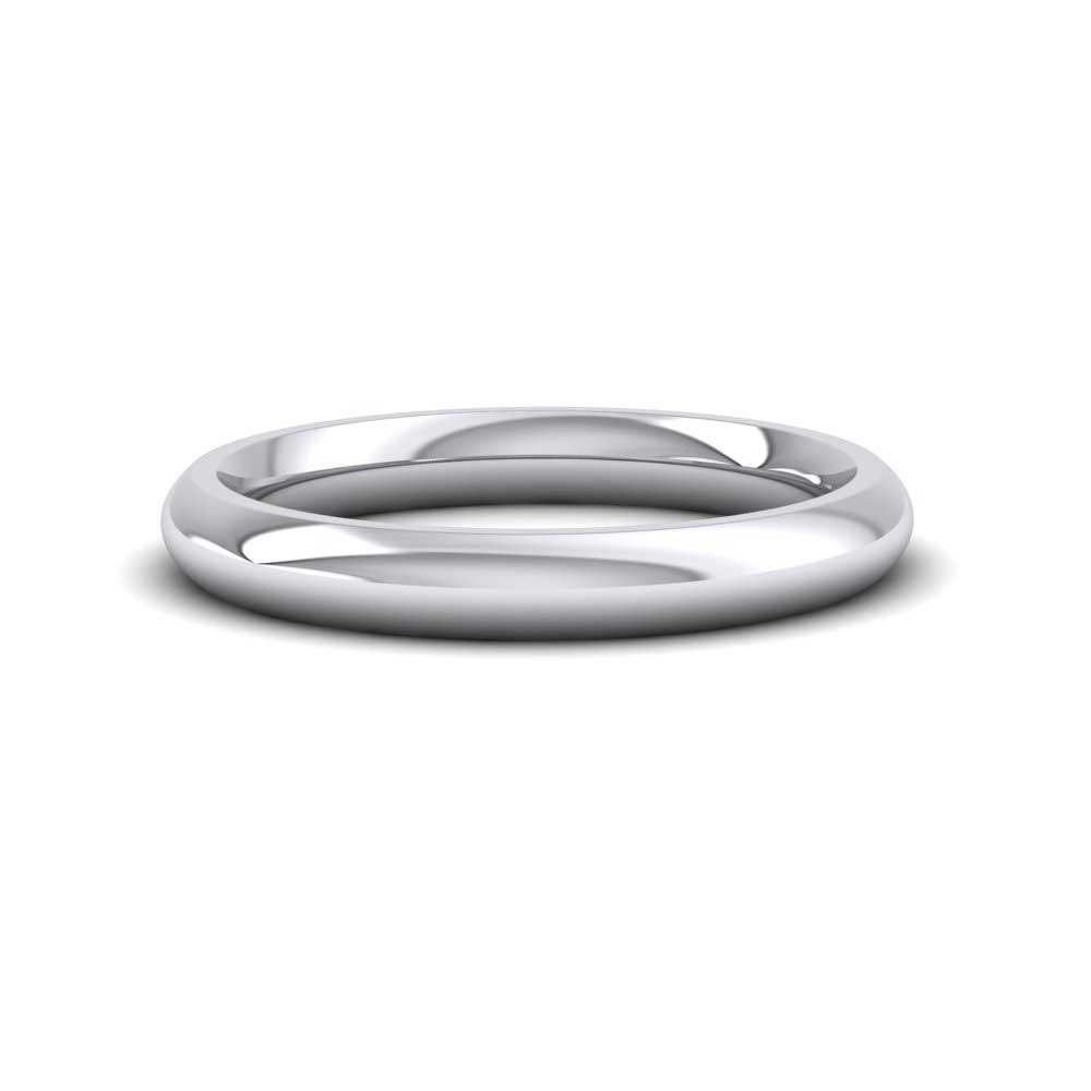 9ct White Gold 3mm Court Shape (Comfort Fit) Super Heavy Weight Wedding Ring Down View