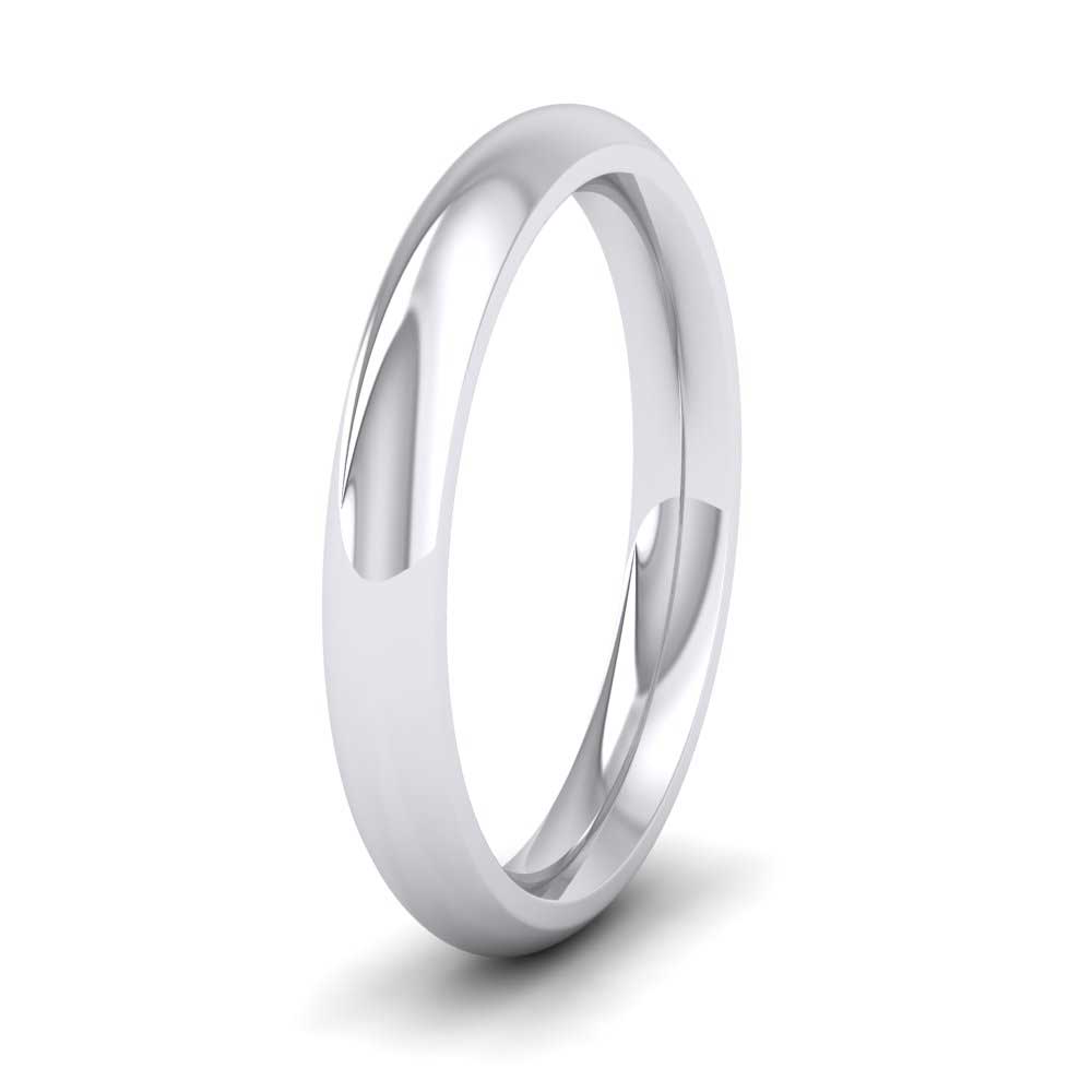 950 Platinum 3mm Court Shape (Comfort Fit) Super Heavy Weight Wedding Ring