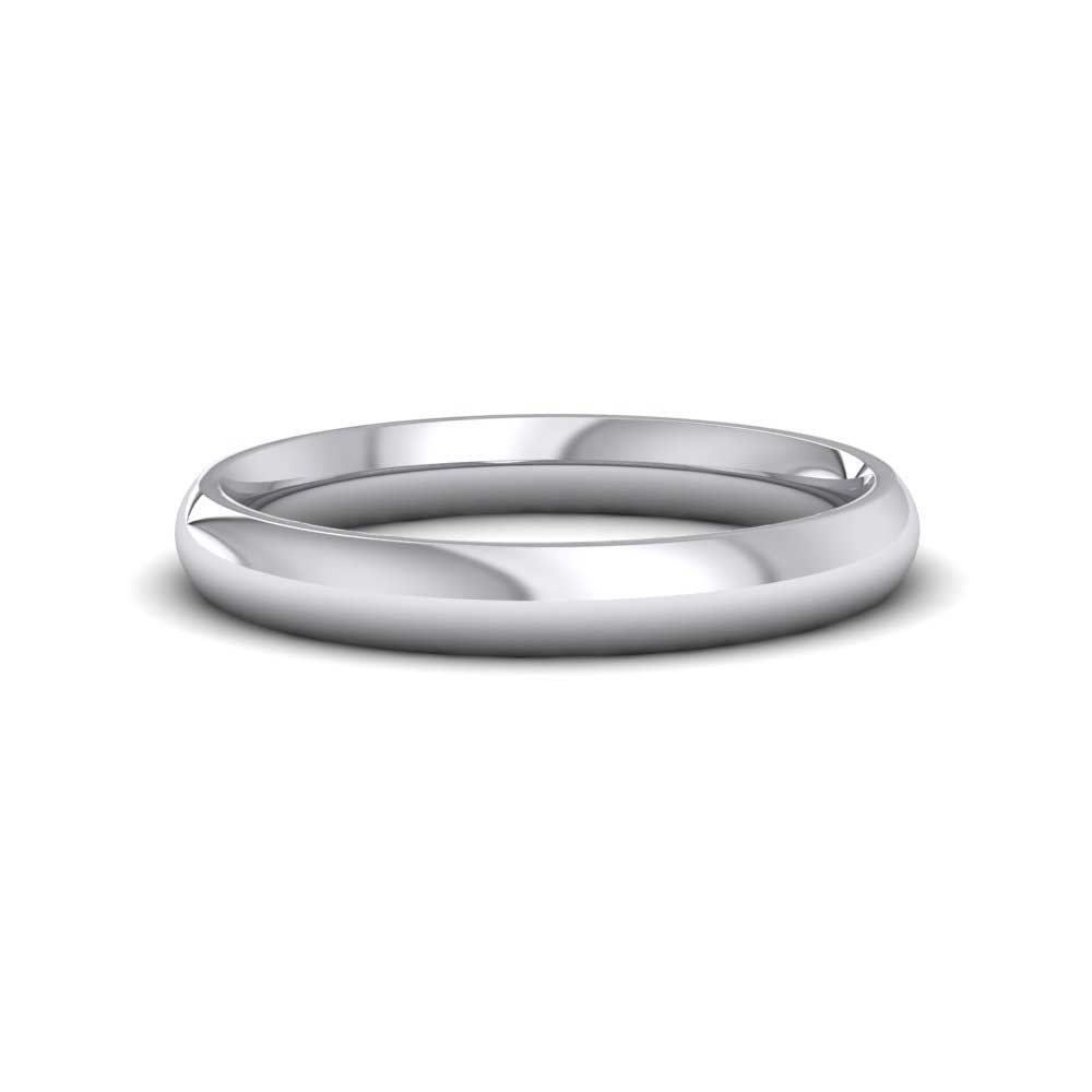 18ct White Gold 3mm Court Shape (Comfort Fit) Extra Heavy Weight Wedding Ring Down View