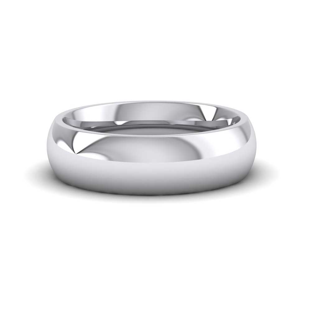 14ct White Gold 6mm Court Shape (Comfort Fit) Super Heavy Weight Wedding Ring Down View