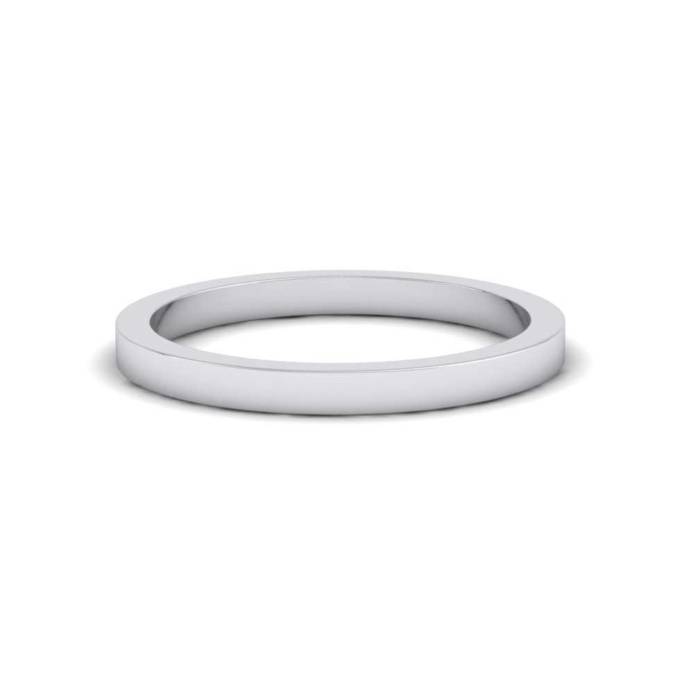 9ct White Gold 2mm Flat Shape Super Heavy Weight Wedding Ring Down View