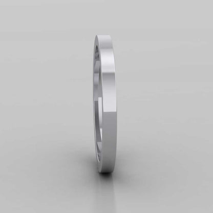 950 Platinum 2mm Flat Shape Super Heavy Weight Wedding Ring Right View