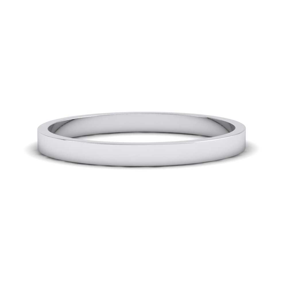 14ct White Gold 2mm Flat Shape Classic Weight Wedding Ring Down View