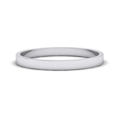 950 Platinum 2mm Flat Shape Classic Weight Wedding Ring Down View