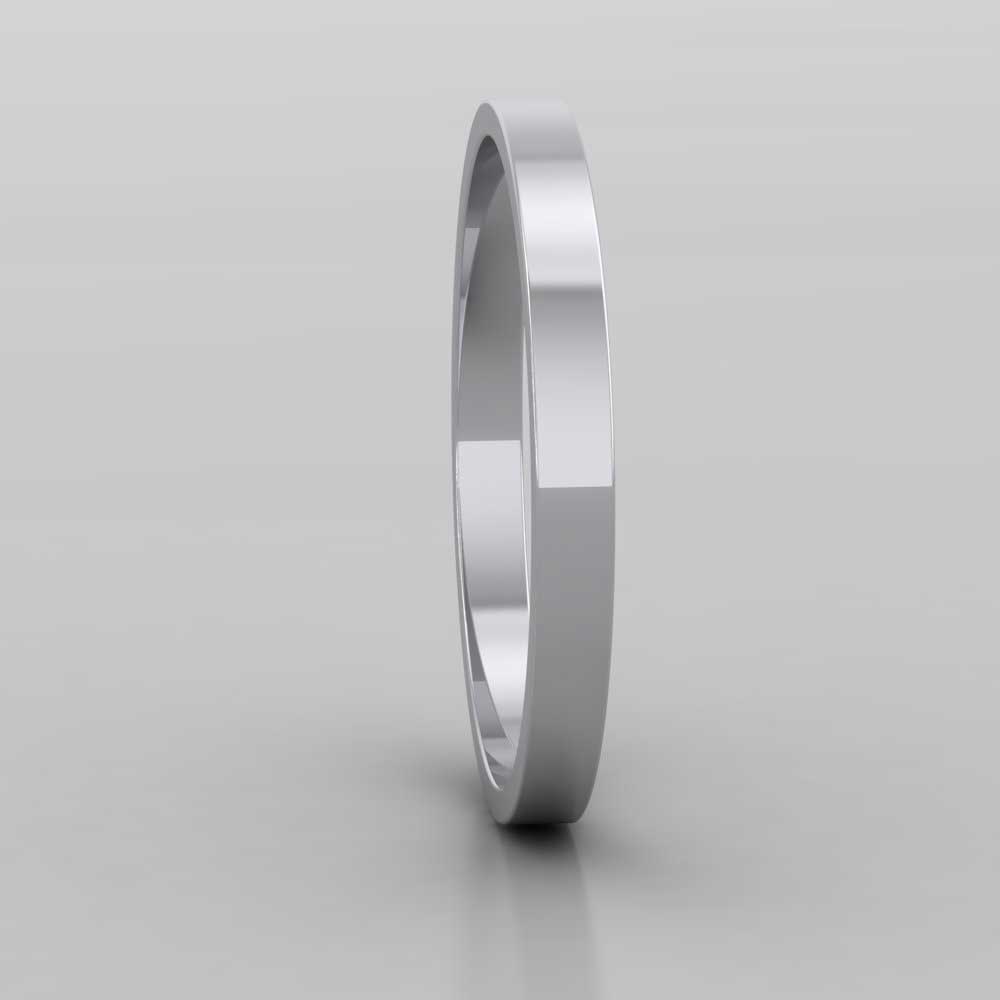 950 Platinum 2mm Flat Shape Classic Weight Wedding Ring Right View