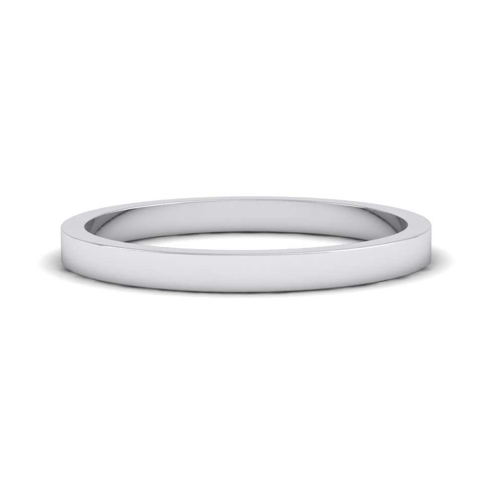 9ct White Gold 2mm Flat Shape Extra Heavy Weight Wedding Ring Down View