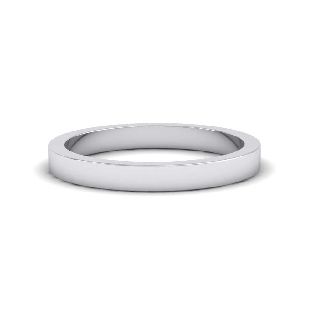 18ct White Gold 2.5mm Flat Shape Super Heavy Weight Wedding Ring Down View
