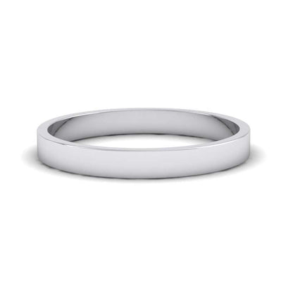 950 Palladium 2.5mm Flat Shape Classic Weight Wedding Ring Down View