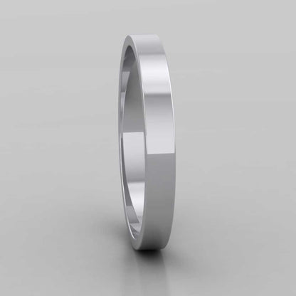 925 Sterling Silver 2.5mm Flat Shape Classic Weight Wedding Ring Right View