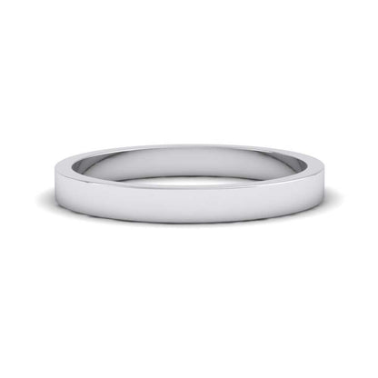 9ct White Gold 2.5mm Flat Shape Extra Heavy Weight Wedding Ring Down View