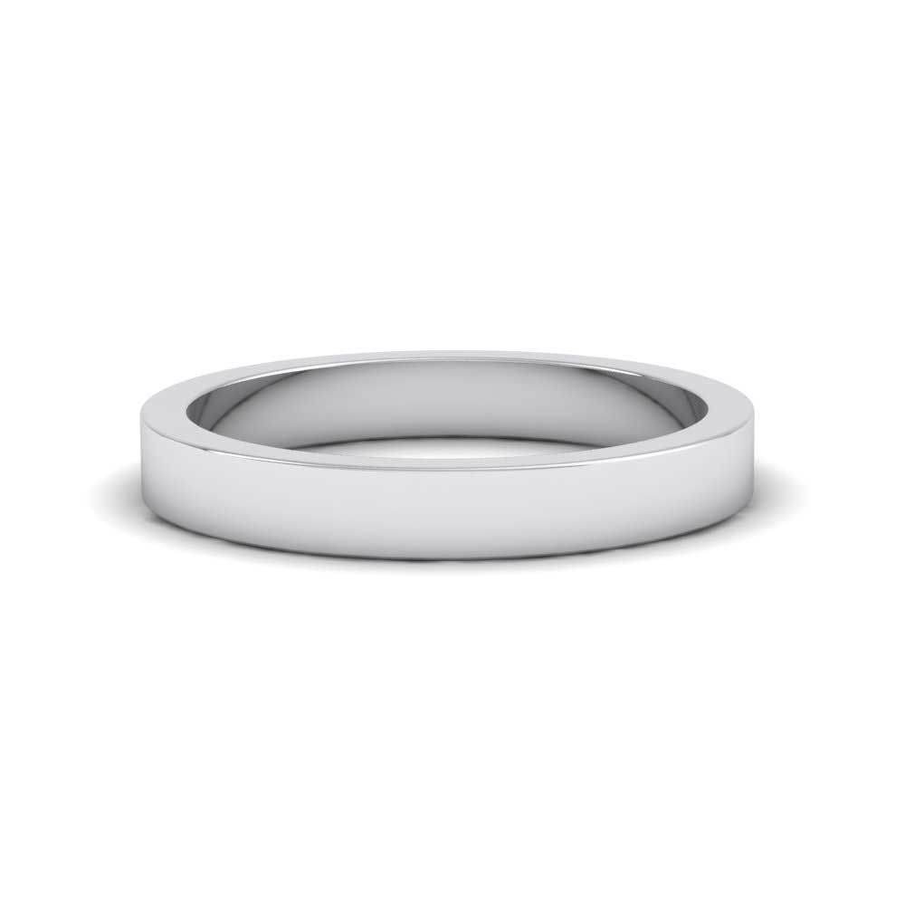9ct White Gold 3mm Flat Shape Super Heavy Weight Wedding Ring Down View