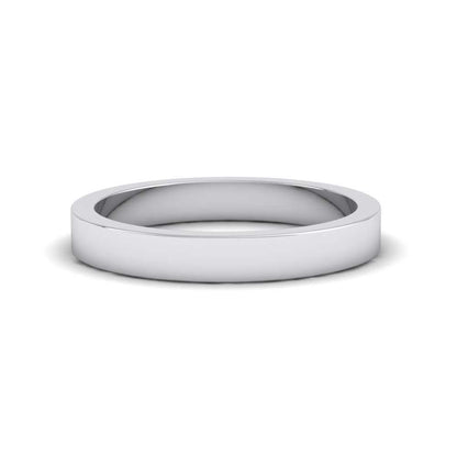 9ct White Gold 3mm Flat Shape Super Heavy Weight Wedding Ring Down View