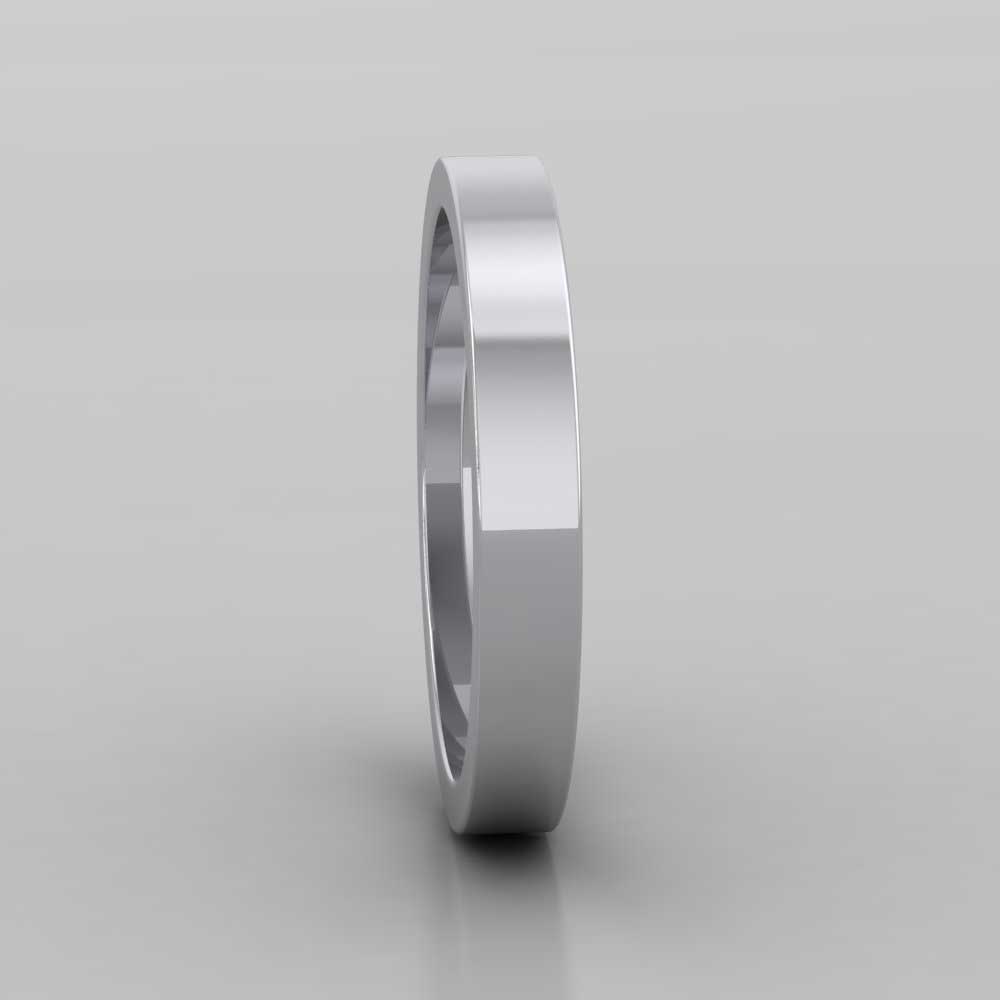 950 Platinum 3mm Flat Shape Super Heavy Weight Wedding Ring Right View