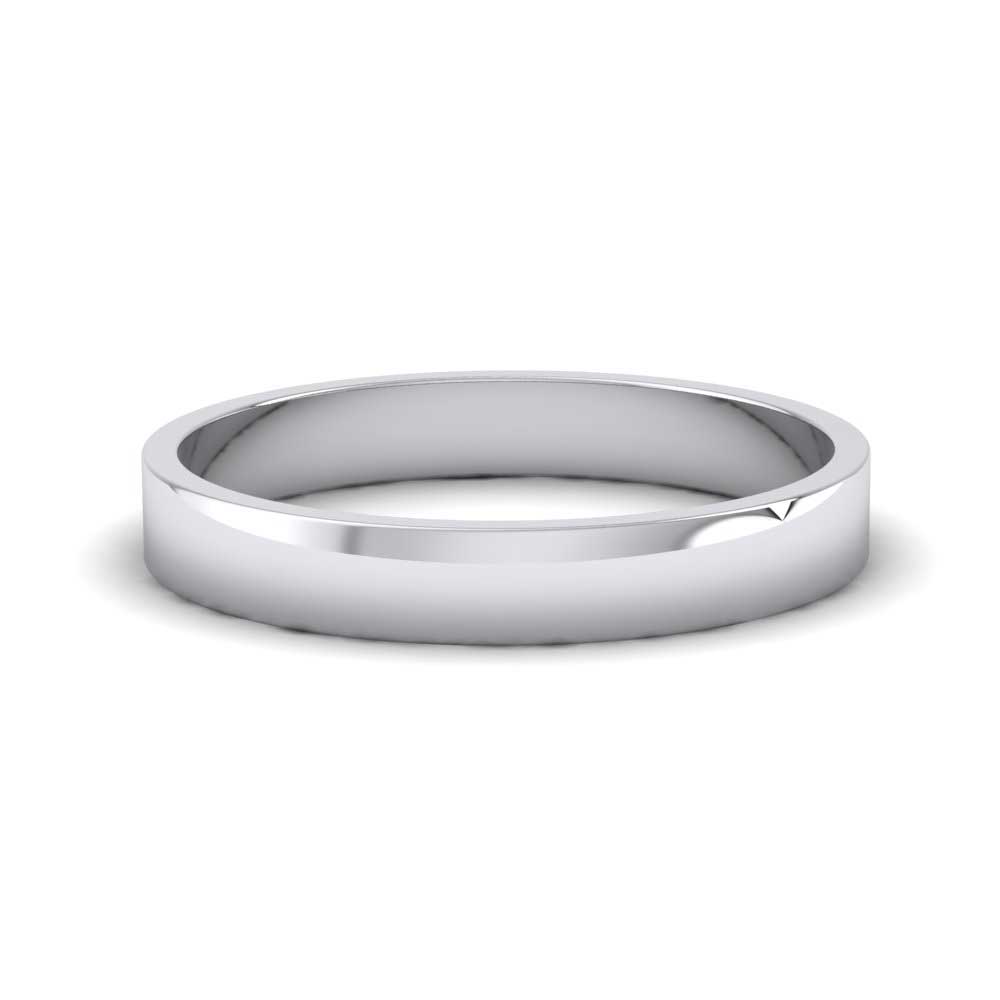 9ct White Gold 3mm Flat Shape Classic Weight Wedding Ring Down View