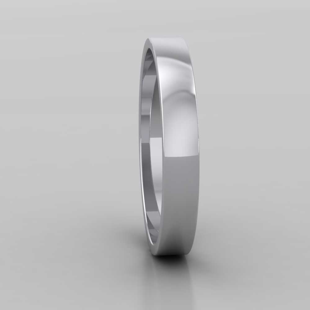950 Platinum 3mm Flat Shape Classic Weight Wedding Ring Right View