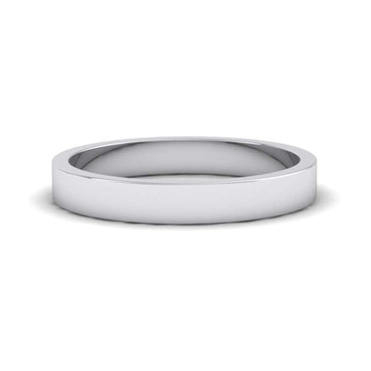 9ct White Gold 3mm Flat Shape Extra Heavy Weight Wedding Ring Down View