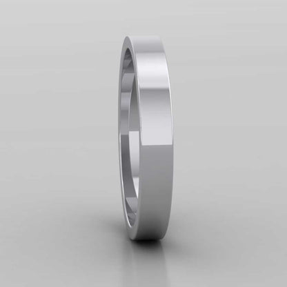 950 Platinum 3mm Flat Shape Extra Heavy Weight Wedding Ring Right View