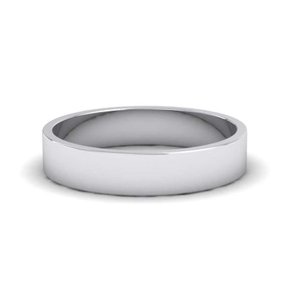 950 Platinum 4mm Flat Shape Classic Weight Wedding Ring Down View