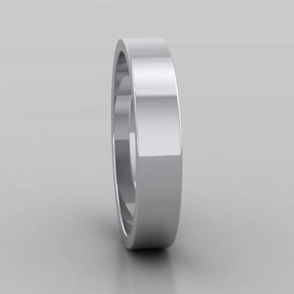 950 Platinum 4mm Flat Shape Extra Heavy Weight Wedding Ring Right View