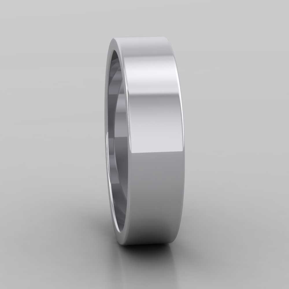 950 Platinum 5mm Flat Shape Extra Heavy Weight Wedding Ring Right View