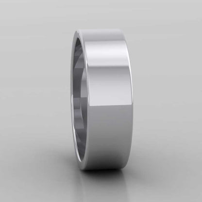 950 Platinum 6mm Flat Shape Extra Heavy Weight Wedding Ring Right View