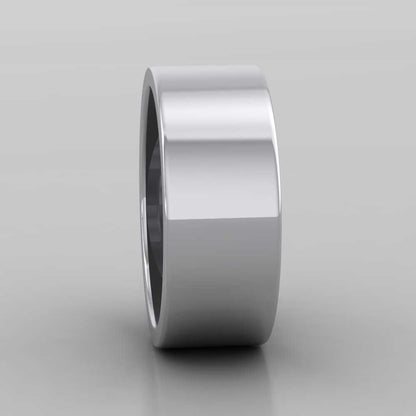 950 Platinum 8mm Flat Shape Super Heavy Weight Wedding Ring Right View