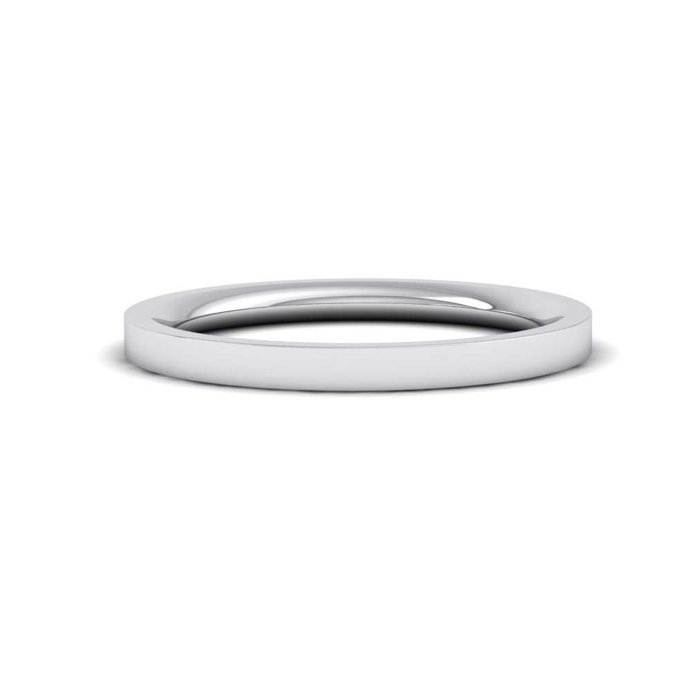9ct White Gold 2mm Flat Shape (Comfort Fit) Super Heavy Weight Wedding Ring Down View
