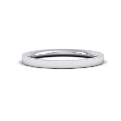 950 Palladium 2mm Flat Shape (Comfort Fit) Super Heavy Weight Wedding Ring Down View