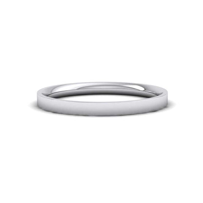 950 Palladium 2mm Flat Shape (Comfort Fit) Classic Weight Wedding Ring Down View