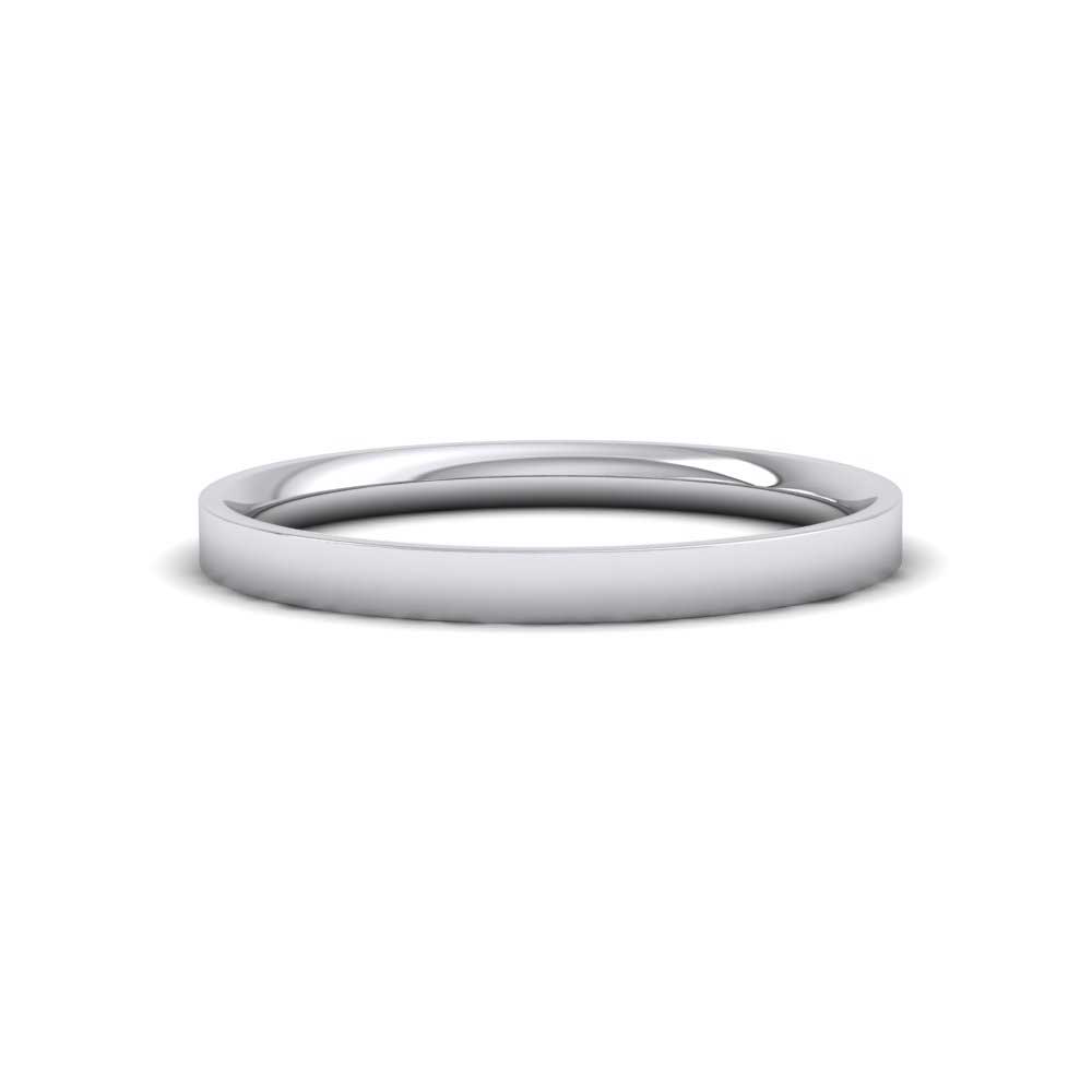 950 Platinum 2mm Flat Shape (Comfort Fit) Classic Weight Wedding Ring Down View