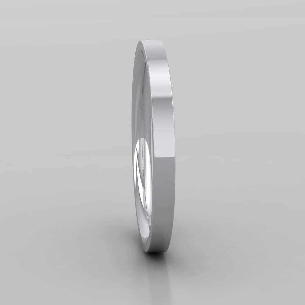 925 Sterling Silver 2mm Flat Shape (Comfort Fit) Extra Heavy Weight Wedding Ring Right View