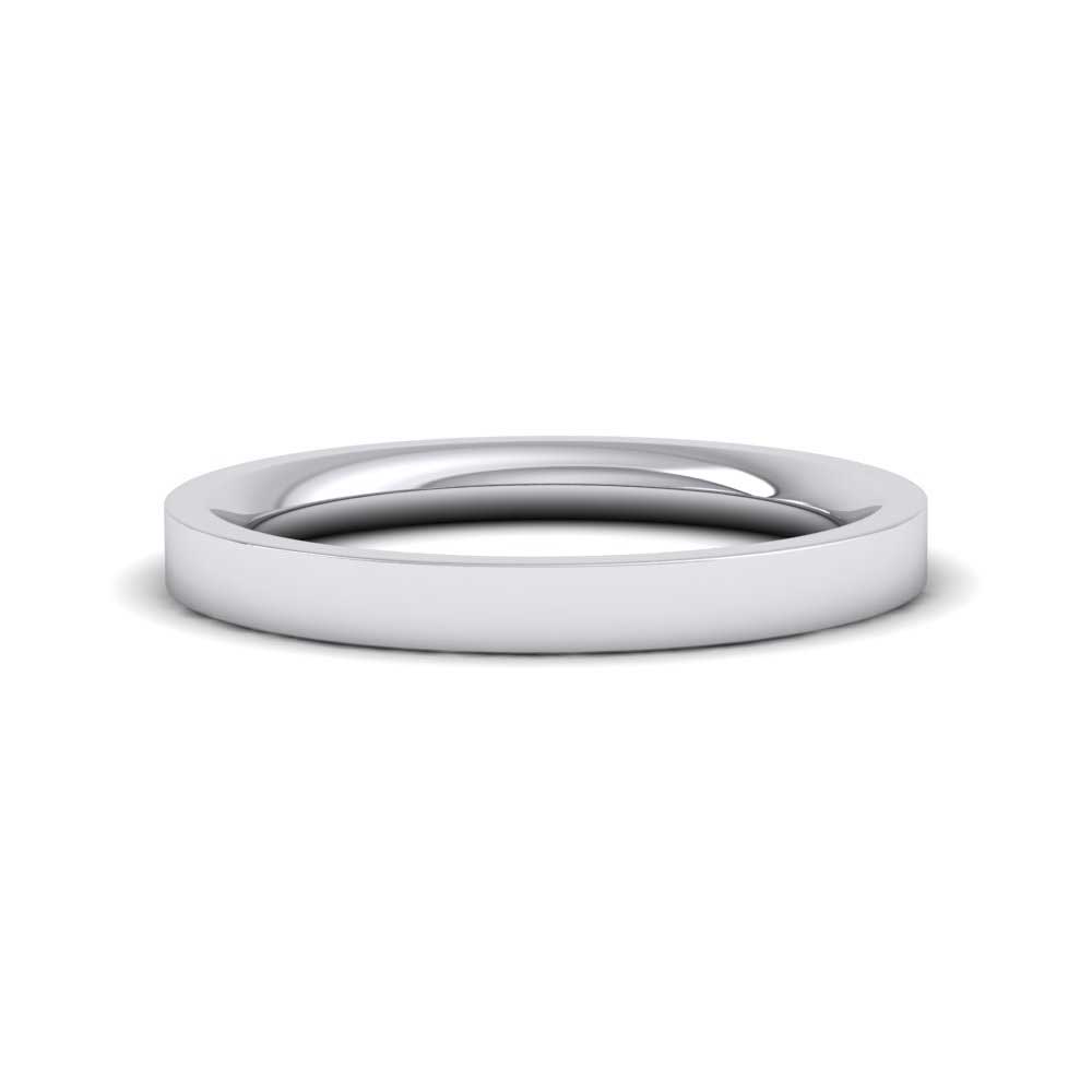 950 Platinum 2.5mm Flat Shape (Comfort Fit) Super Heavy Weight Wedding Ring Down View