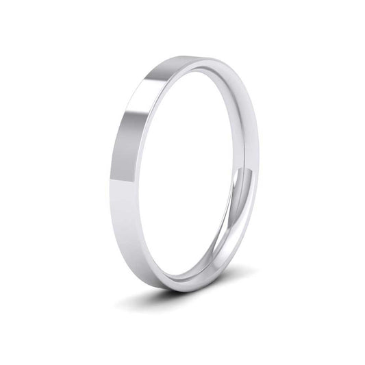 14ct White Gold 2.5mm Flat Shape (Comfort Fit) Classic Weight Wedding Ring