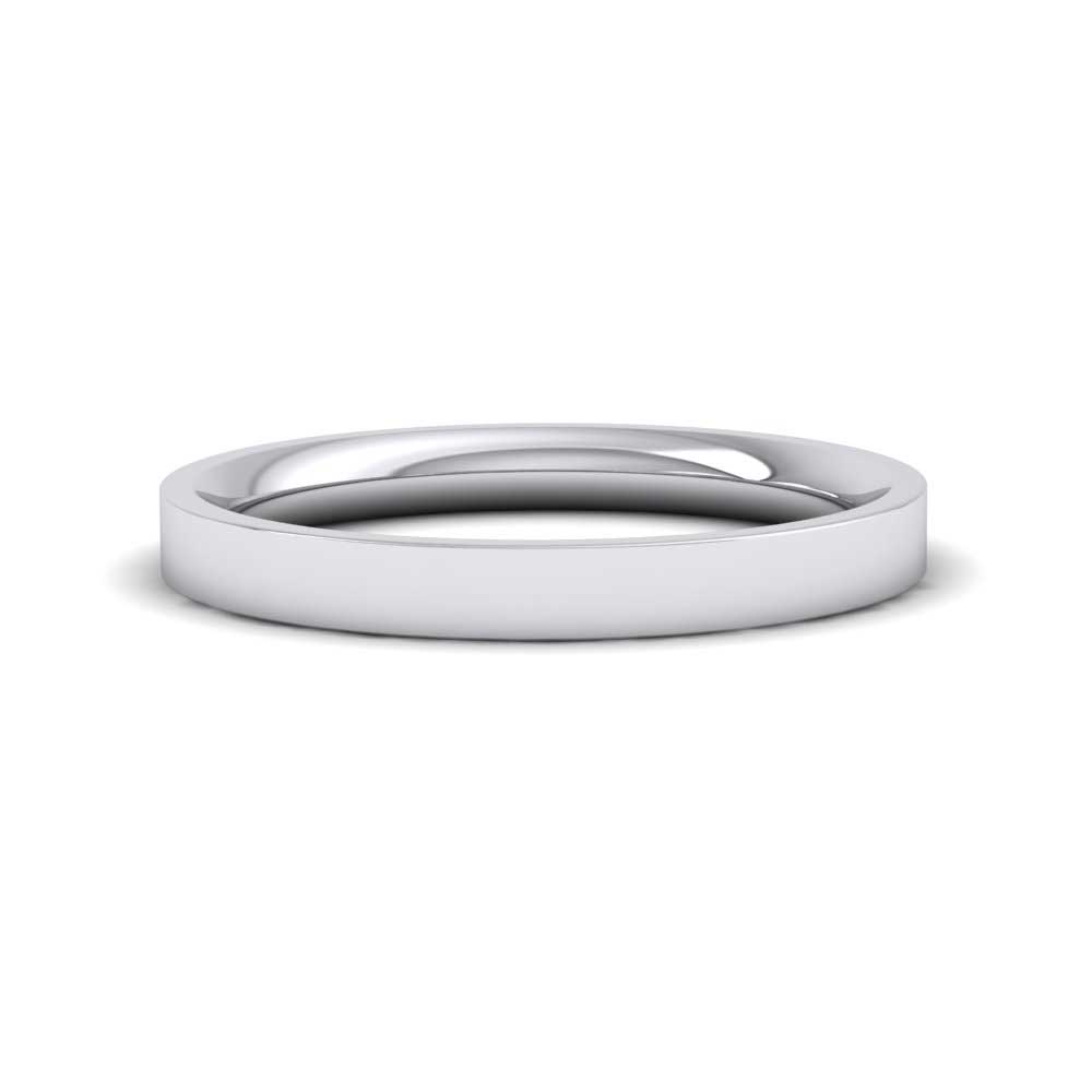 9ct White Gold 2.5mm Flat Shape (Comfort Fit) Extra Heavy Weight Wedding Ring Down View