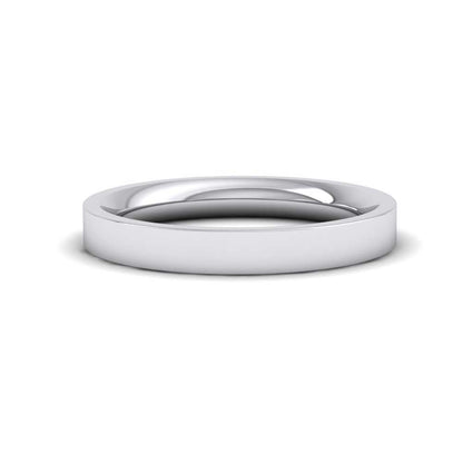 950 Palladium 3mm Flat Shape (Comfort Fit) Super Heavy Weight Wedding Ring Down View