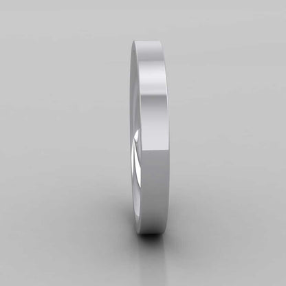 925 Sterling Silver 3mm Flat Shape (Comfort Fit) Super Heavy Weight Wedding Ring Right View