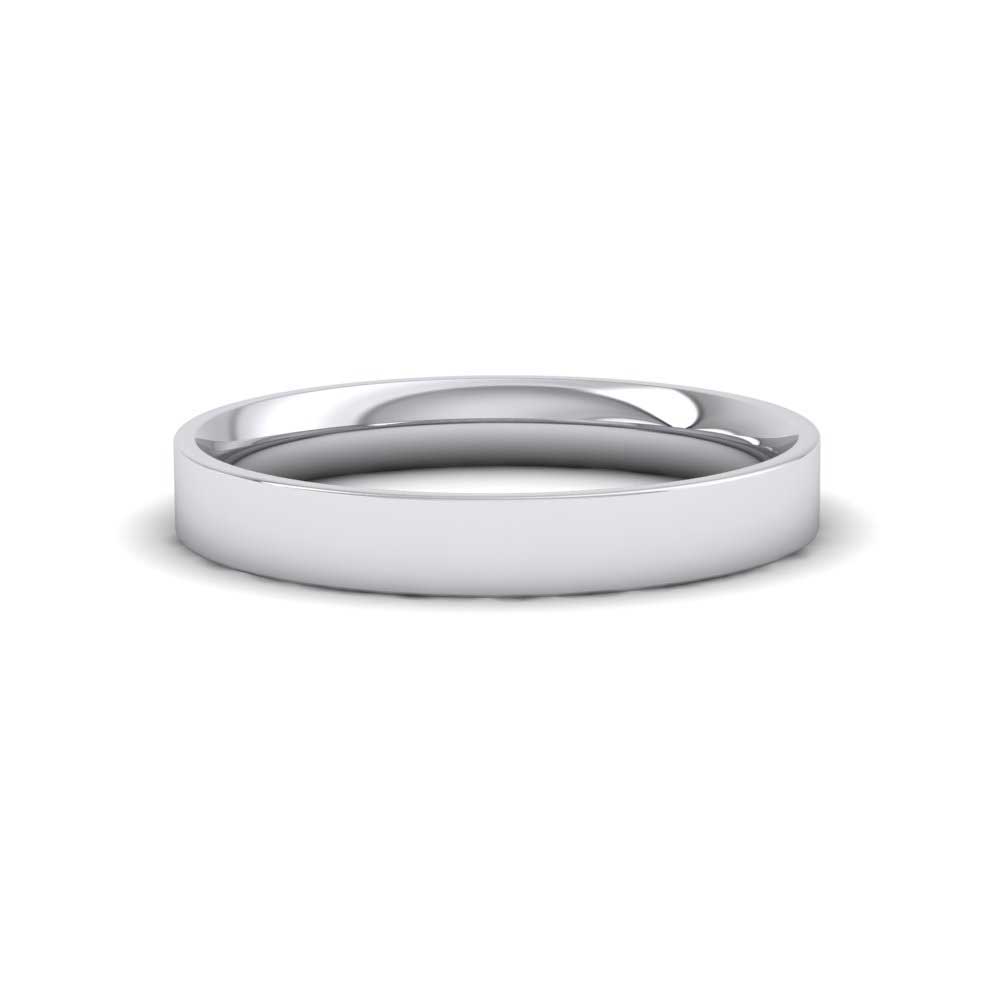 950 Platinum 3mm Flat Shape (Comfort Fit) Classic Weight Wedding Ring Down View