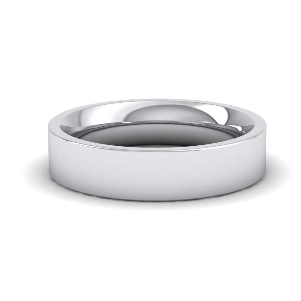950 Platinum 5mm Flat Shape (Comfort Fit) Super Heavy Weight Wedding Ring Down View