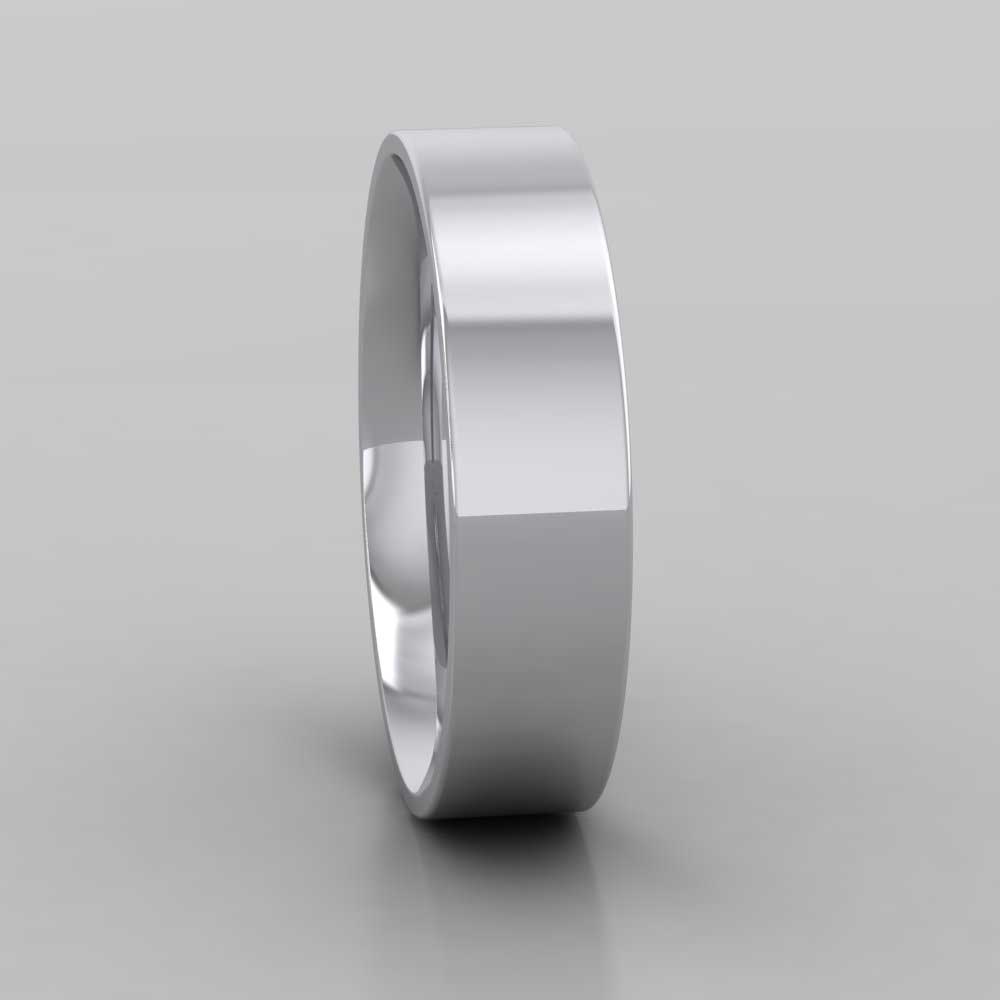 950 Platinum 5mm Flat Shape (Comfort Fit) Classic Weight Wedding Ring Right View