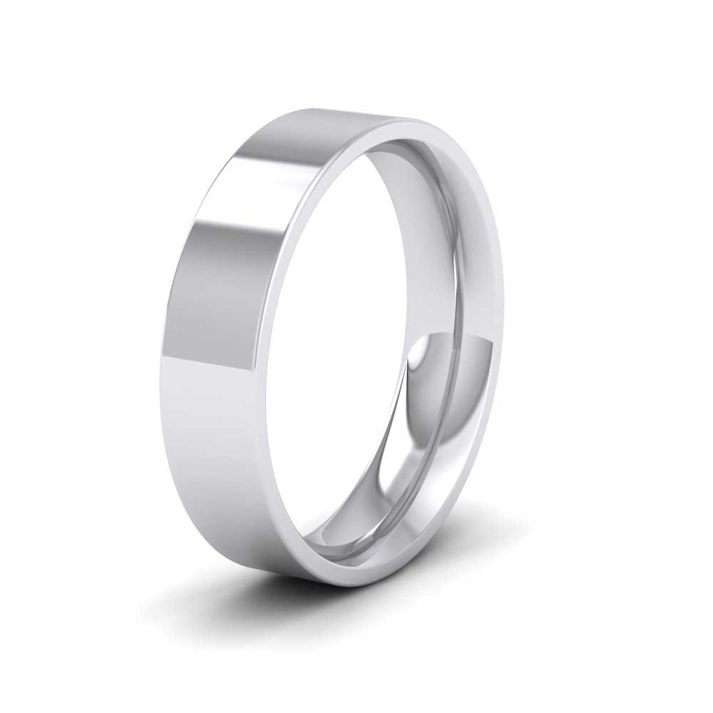 950 Platinum 5mm Flat Shape (Comfort Fit) Extra Heavy Weight Wedding Ring