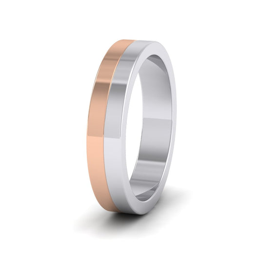 <p>9ct White And Rose Gold Half And Half Two Colour Flat Wedding Ring.  4mm Wide </p>
