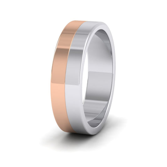 <p>18ct White And Rose Gold Half And Half Two Colour Flat Wedding Ring.  6mm Wide </p>