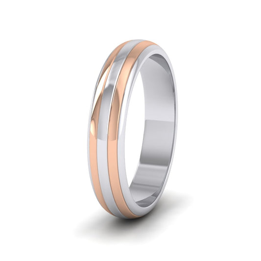 <p>9ct White And Rose Gold Double Band Two Colour D Shape Wedding Ring.  4mm Wide </p>